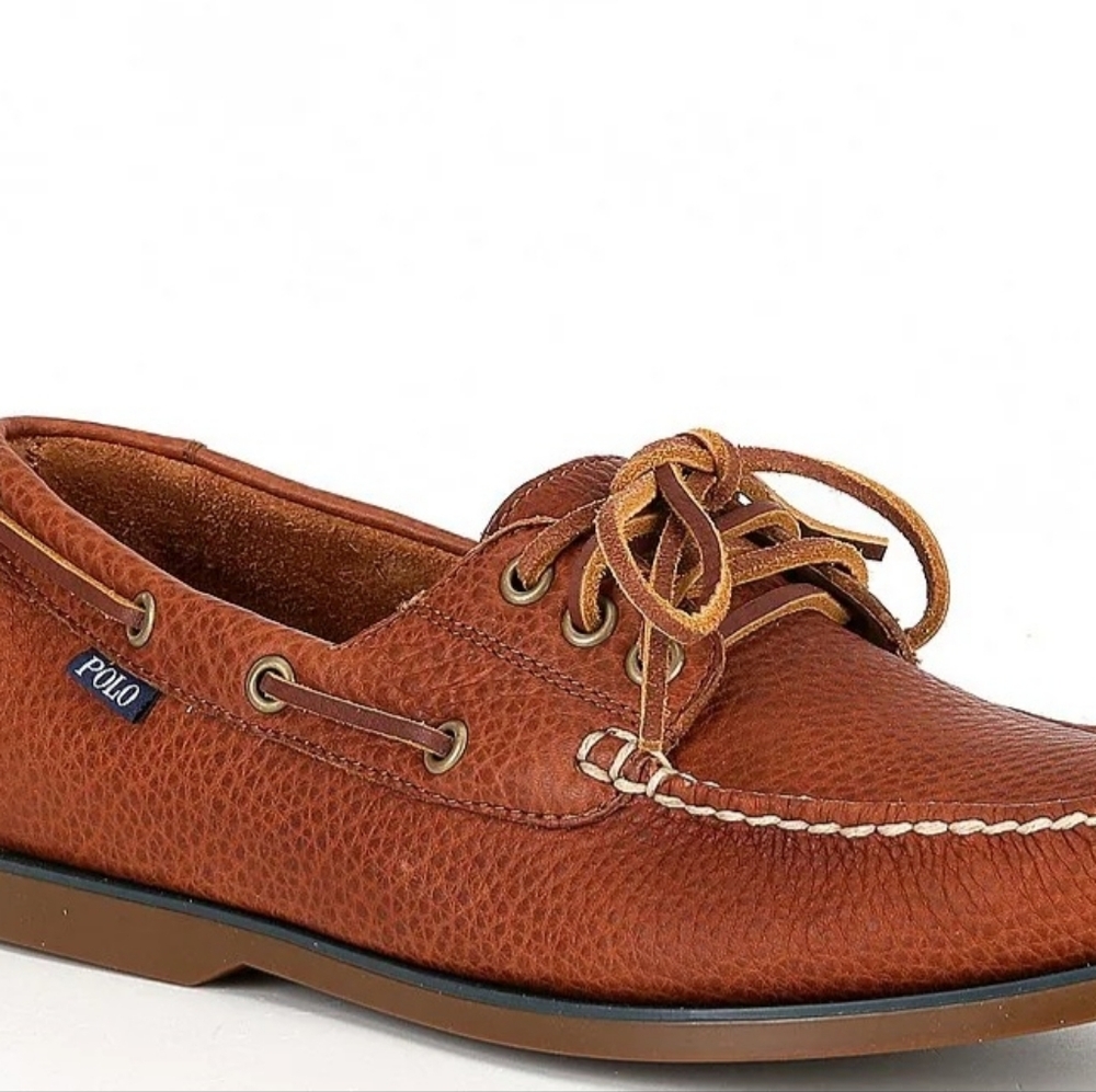 NEW IN BOX Polo by Ralph Lauren Tan Leather Brienne Boat Shoes